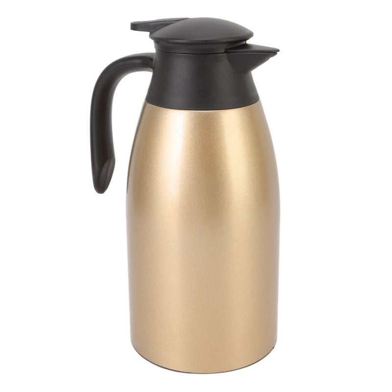 Tea Vacuum Pot 304 Stainless Steel Leakproof Lid 2L Capacity Portable Handle Easy Cleaning Coffee Insulated Vacuum Dispenser Gold - Image 2