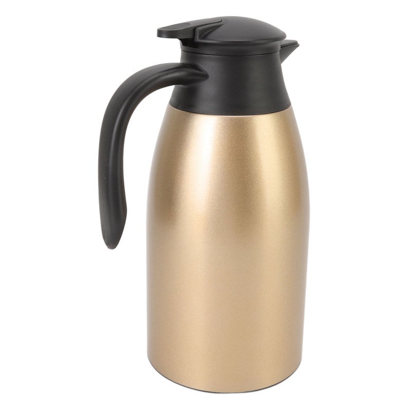 Tea Vacuum Pot 304 Stainless Steel Leakproof Lid 2L Capacity Portable Handle Easy Cleaning Coffee Insulated Vacuum Dispenser Gold - Image 3