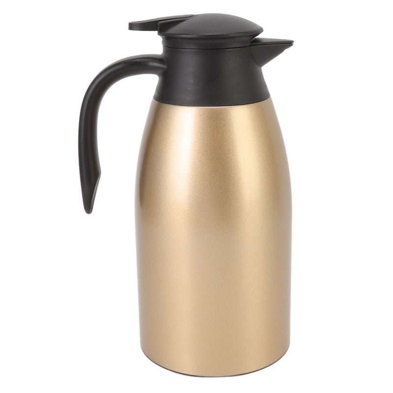 Tea Vacuum Pot 304 Stainless Steel Leakproof Lid 2L Capacity Portable Handle Easy Cleaning Coffee Insulated Vacuum Dispenser Gold - Image 1