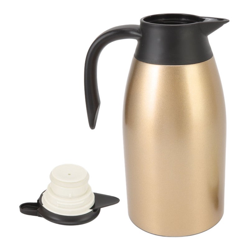 Tea Vacuum Pot 304 Stainless Steel Leakproof Lid 2L Capacity Portable Handle Easy Cleaning Coffee Insulated Vacuum Dispenser Gold - Image 5