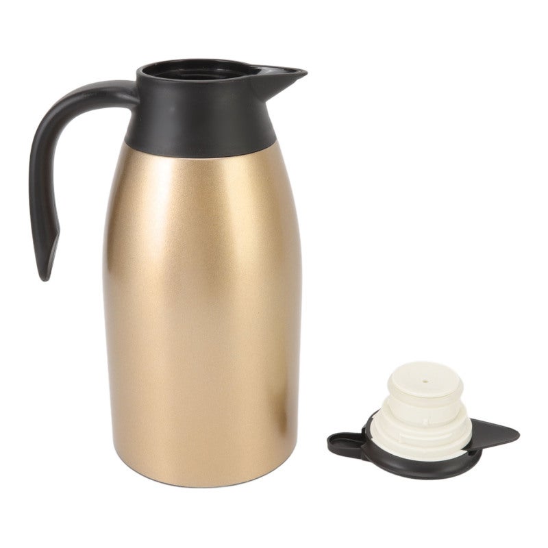 Tea Vacuum Pot 304 Stainless Steel Leakproof Lid 2L Capacity Portable Handle Easy Cleaning Coffee Insulated Vacuum Dispenser Gold - Image 4