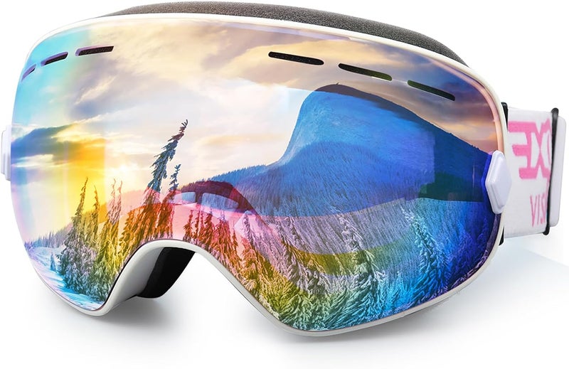 EXP VISION Snowboard Ski Goggles Men Women Youth, Anti Fog OTG Winter Snow Goggles Spherical Detachable Lens - Image 1