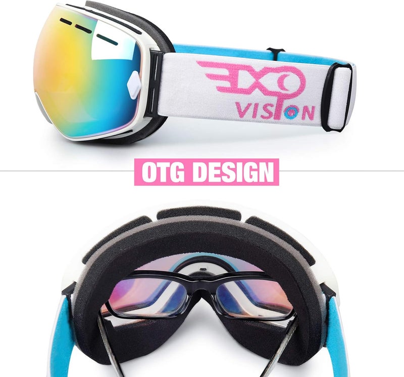 EXP VISION Snowboard Ski Goggles Men Women Youth, Anti Fog OTG Winter Snow Goggles Spherical Detachable Lens - Image 4