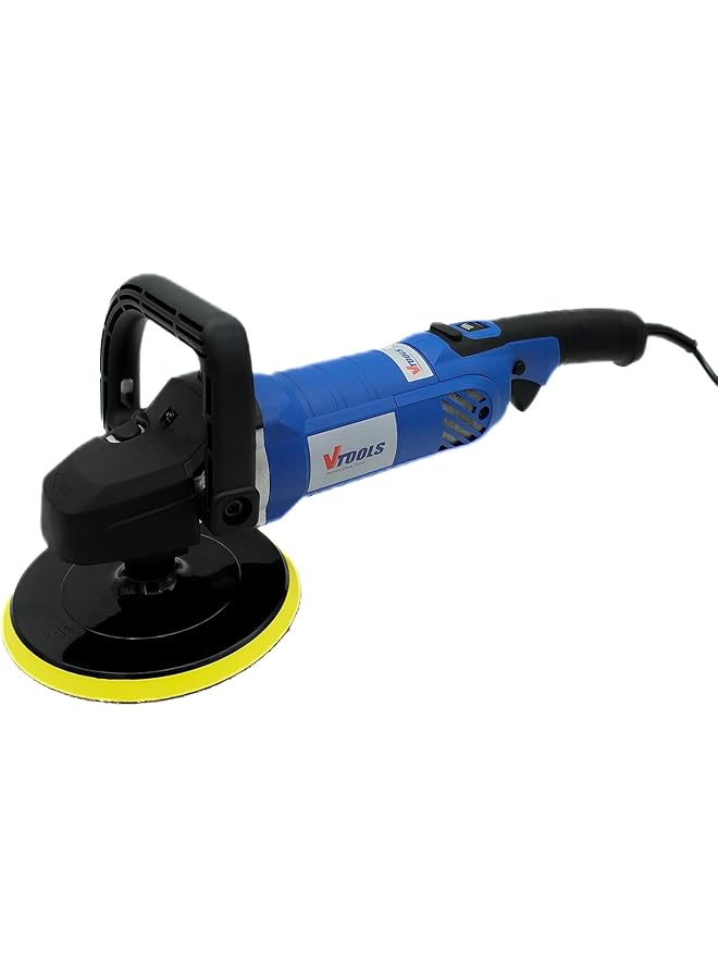 VTOOLS 1300W 180Mm Electric Polisher 600 Up To 3300Rpm With 7 Variable Speed And Detachable Handle Perfect For Car And Boat Polishing Blue Vt1601 - Image 2