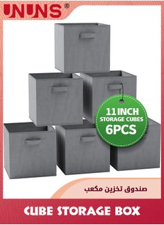 UNUNS 6 Pack Fabric Storage Cubes,Heavy Duty Grey Storage Bins,13 Inch Cube Storage Bin For Cube Organizer,Use As A Clothes Storage Box In Closet,Baskets For Shelves Or Cubbies Storage Bins  - Image 1