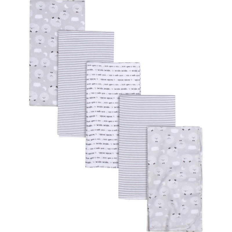 Gerber Boys and Girls Newborn Infant Baby Toddler Nursery 100% Cotton Flannel Receiving Swaddle Blanket, Sheep Grey, Pack of 5 - Image 1