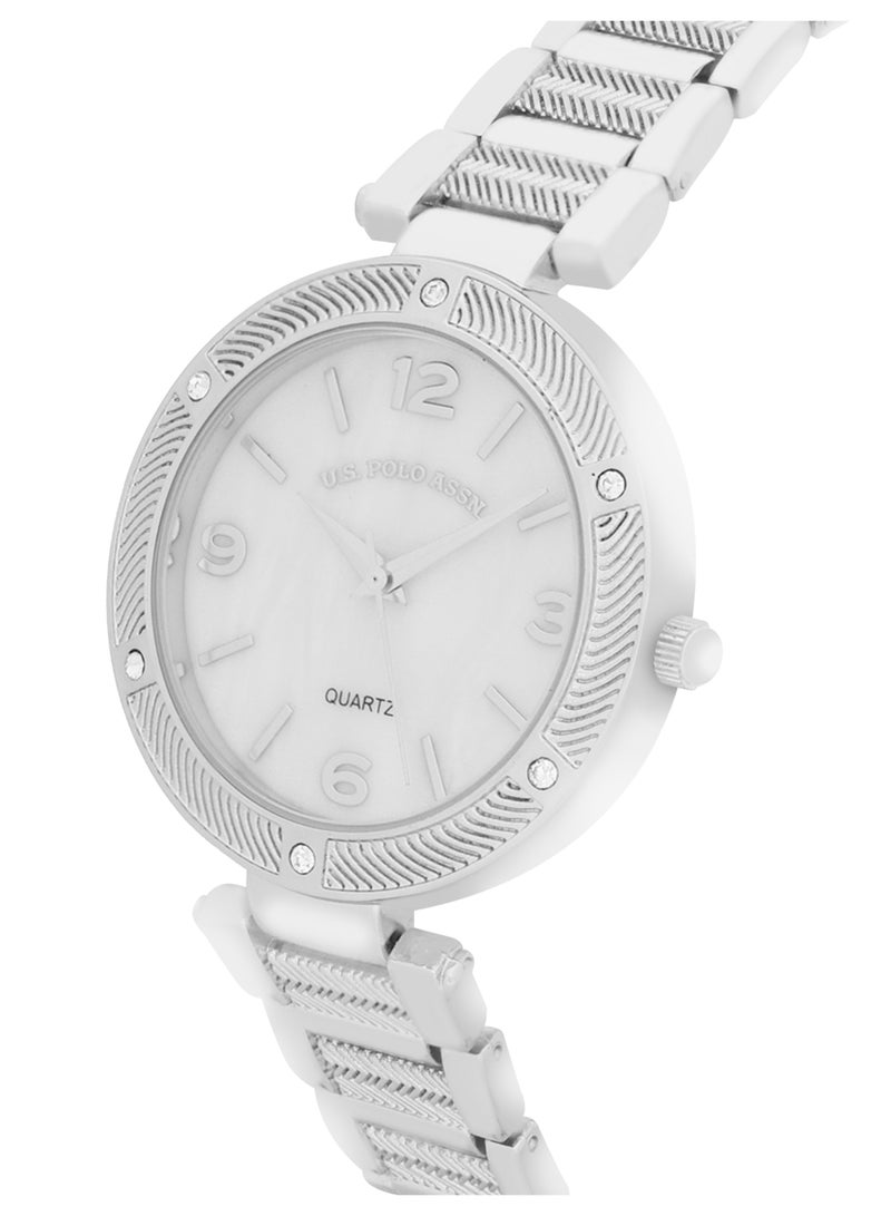 U.S. Polo Assn. Women's Quartz Analog silver plated watch and bracelet set - Image 2