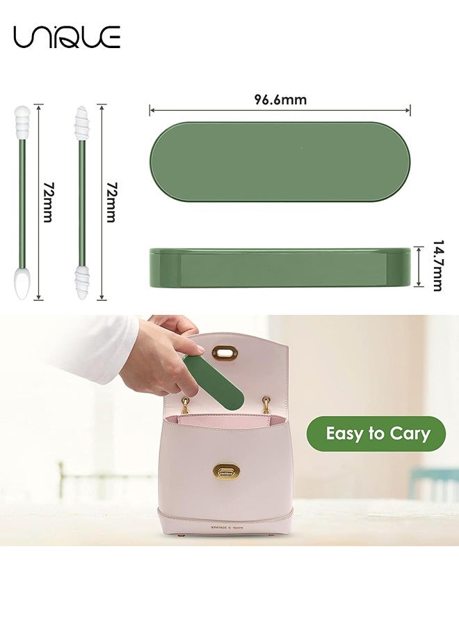 Unique Reusable Cotton Swab, Portable Silicone Swab Cleanable for Ear Cleaning Beauty Treatment Makeup （Green） - Image 2