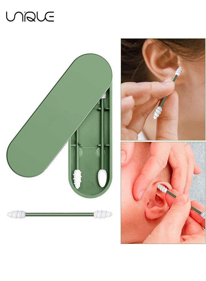 Unique Reusable Cotton Swab, Portable Silicone Swab Cleanable for Ear Cleaning Beauty Treatment Makeup （Green） - Image 5