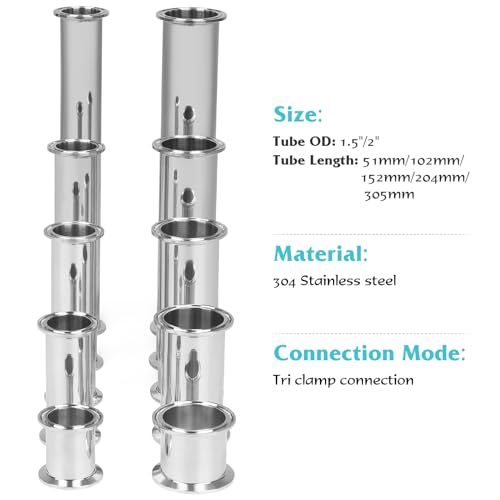 JMCOLMT Tri Clamp Tube 1.5 Inch Tube OD Sanitary Spool Tube Length 2 Inch Clamp End OD 50.5mm 304 Stainless Steel Seamless Round Tubing - Image 4