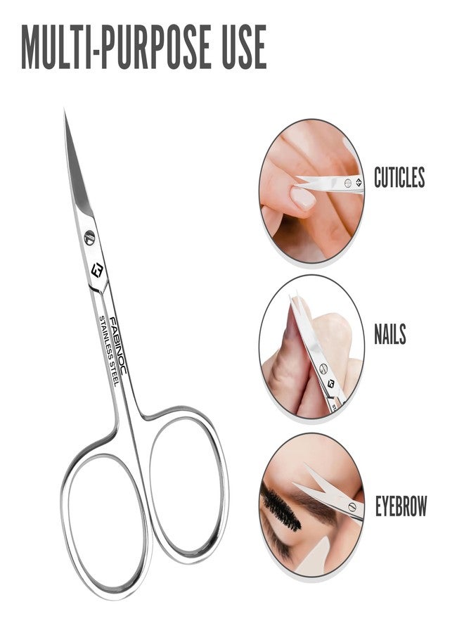 FABINOC Curved Cuticle Scissors for Women & Men - German Quality Stainless Steel for Manicure Pedicure Beauty Grooming Kit for Nail, Eyebrow, Eyelash, Dry Skin - Image 4