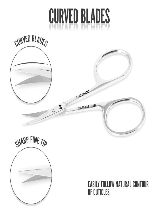 FABINOC Curved Cuticle Scissors for Women & Men - German Quality Stainless Steel for Manicure Pedicure Beauty Grooming Kit for Nail, Eyebrow, Eyelash, Dry Skin - Image 3
