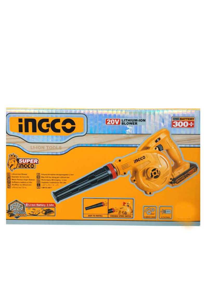 INGCO Lithium-Ion Blower 20V  2.0Ah Variable Speed Switch  - Image 3