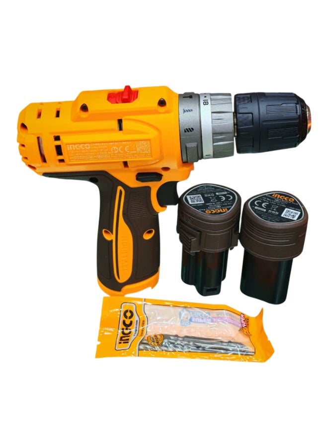 INGCO 12V Cordless Impact Drill Set - with 2 Li-ion Batteries, Accessories & Carry Case - Image 1