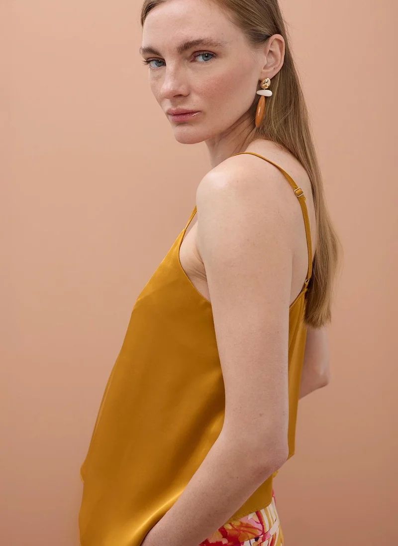 Lola Casademunt Yellow Pleated Cami Top