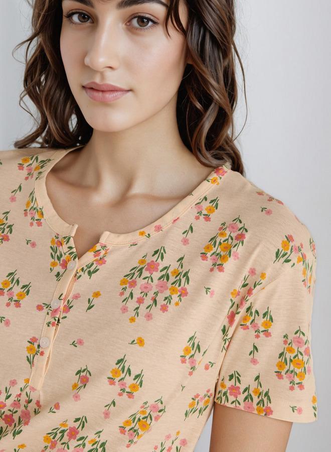 سبلاش فيڤ فستان نوم بطول الركبة بطبعة زهور - Image 4