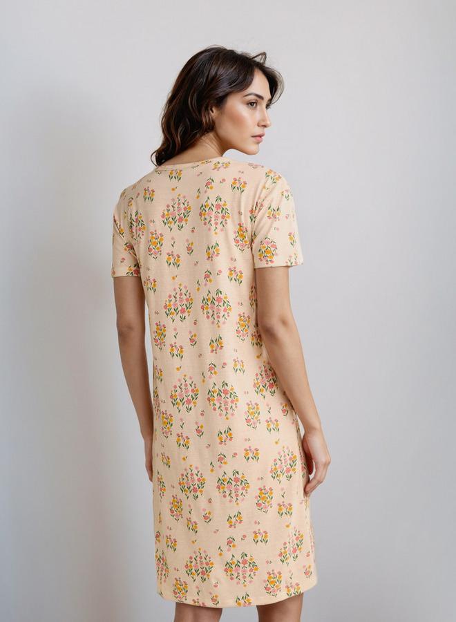 سبلاش فيڤ فستان نوم بطول الركبة بطبعة زهور - Image 3