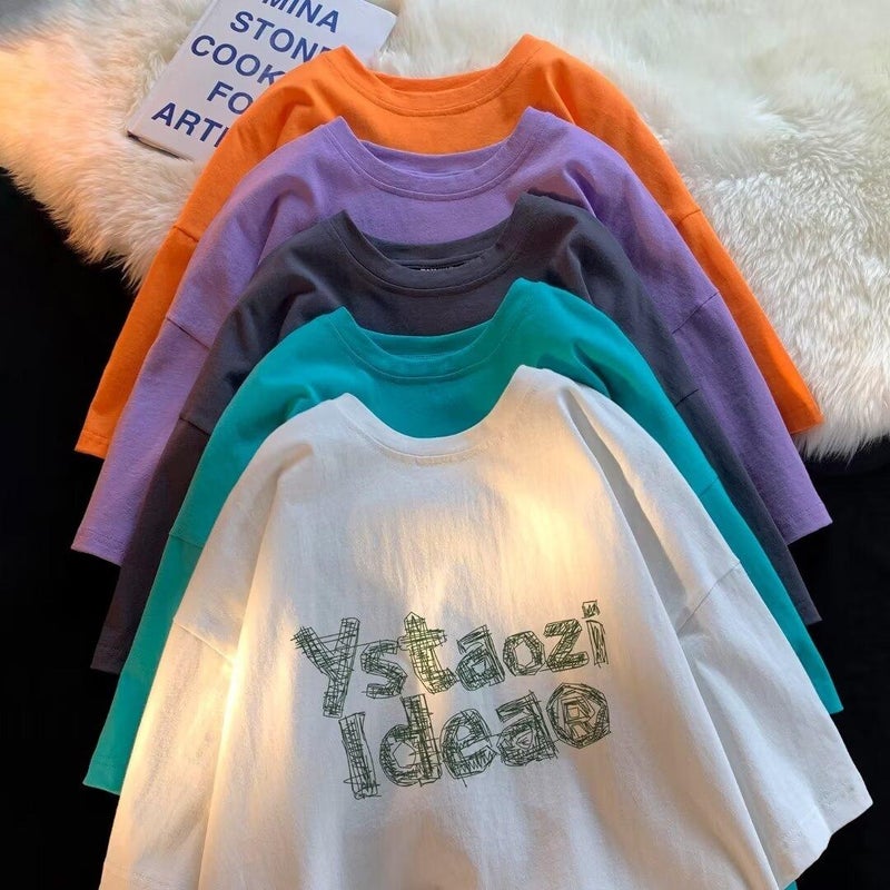 Short-Sleeved T-Shirt Men'S Trendy Brand Design Sense Letter Printing Half-Sleeved American-Style Thin Pure Cotton Japanese Style Top Trendy Ins - Image 5