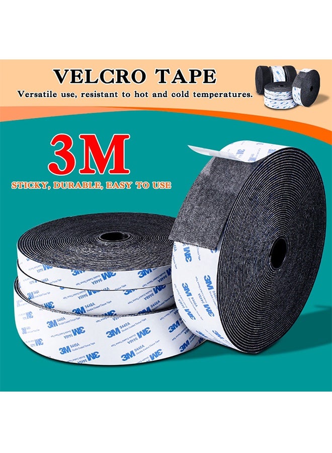 Generic Tape Velcro, Hook and Loop Tape with Strong Adhesive Backing, Heavy Duty Nylon 3M Glue, Cuttable & Easy to Install for Home, Office, Garage, Wall, Glass, Metal Black  - Image 2