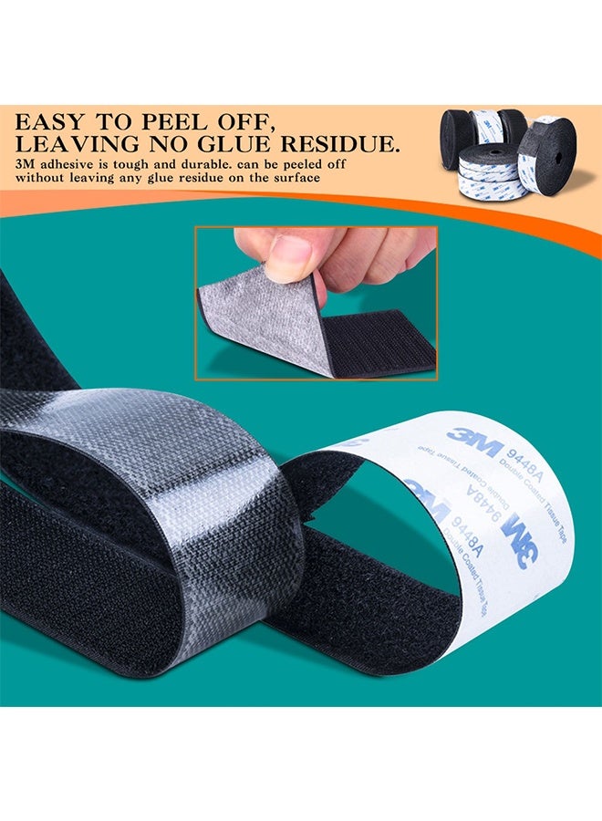 Generic Tape Velcro, Hook and Loop Tape with Strong Adhesive Backing, Heavy Duty Nylon 3M Glue, Cuttable & Easy to Install for Home, Office, Garage, Wall, Glass, Metal Black  - Image 3