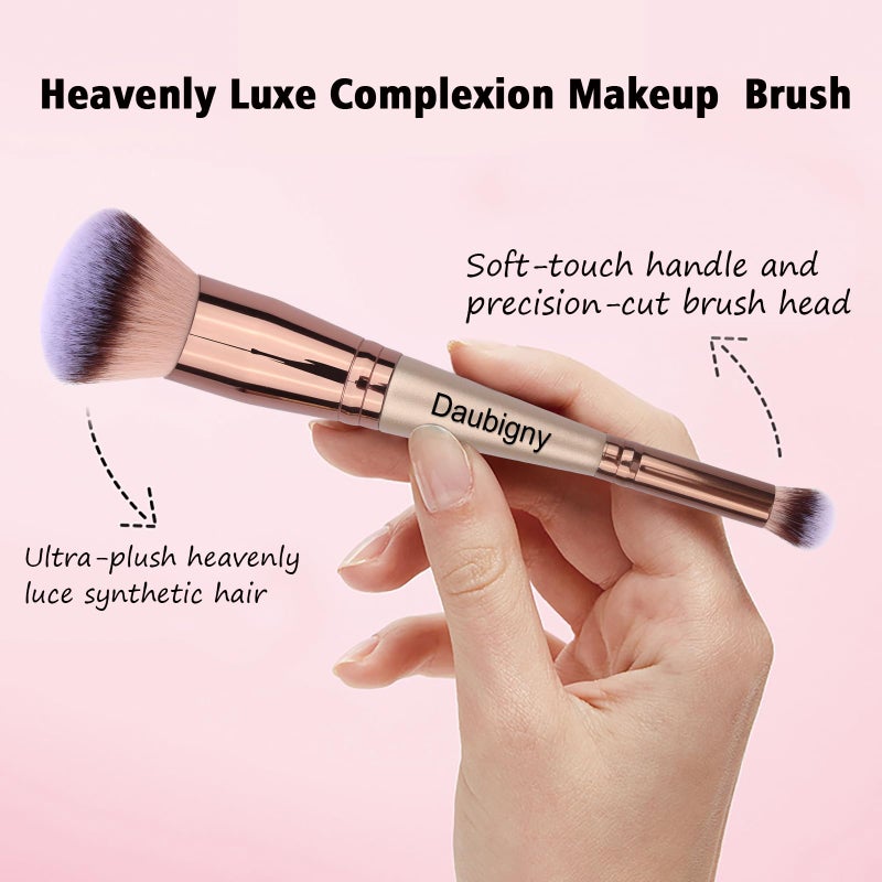 Daubigny Makeup Brushes Dual-ended Foundation Brush Concealer Brush Perfect for Any Look Premium Luxe Hair Rounded Taperd Flawless Brush Ideal for Liquid, Cream, Powder,Blending, Buffing,Concealer - Image 3