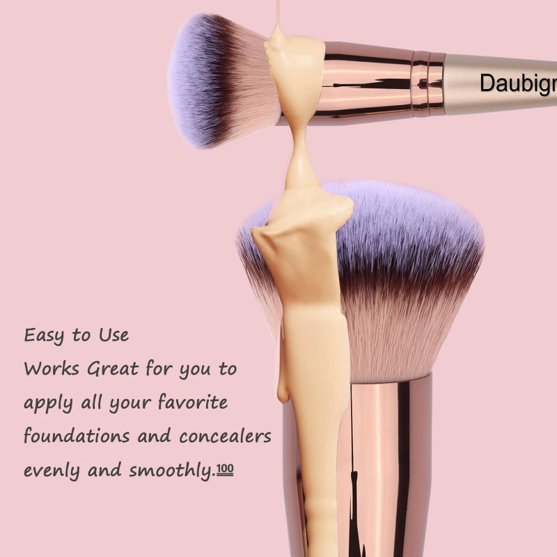 Daubigny Makeup Brushes Dual-ended Foundation Brush Concealer Brush Perfect for Any Look Premium Luxe Hair Rounded Taperd Flawless Brush Ideal for Liquid, Cream, Powder,Blending, Buffing,Concealer - Image 4