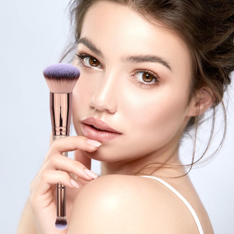 Daubigny Makeup Brushes Dual-ended Foundation Brush Concealer Brush Perfect for Any Look Premium Luxe Hair Rounded Taperd Flawless Brush Ideal for Liquid, Cream, Powder,Blending, Buffing,Concealer - Image 2