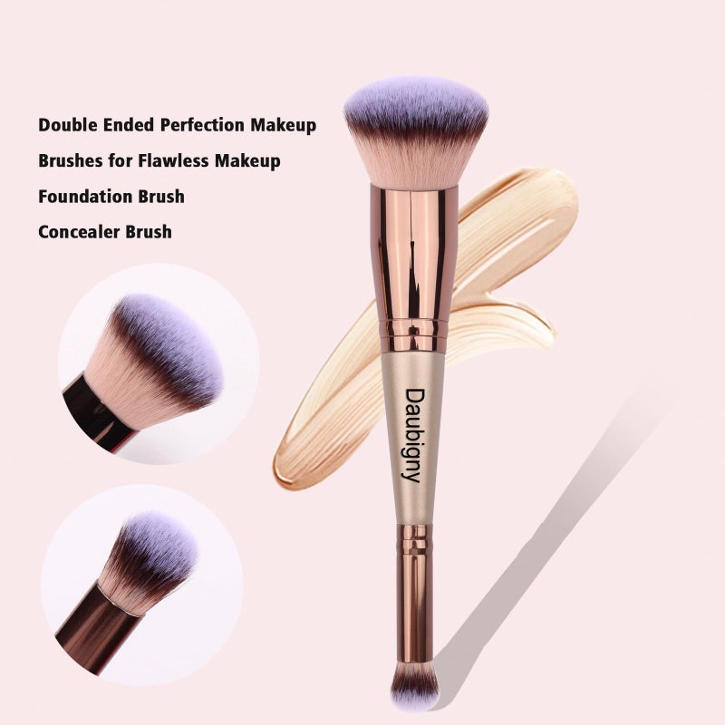 Daubigny Makeup Brushes Dual-ended Foundation Brush Concealer Brush Perfect for Any Look Premium Luxe Hair Rounded Taperd Flawless Brush Ideal for Liquid, Cream, Powder,Blending, Buffing,Concealer - Image 5