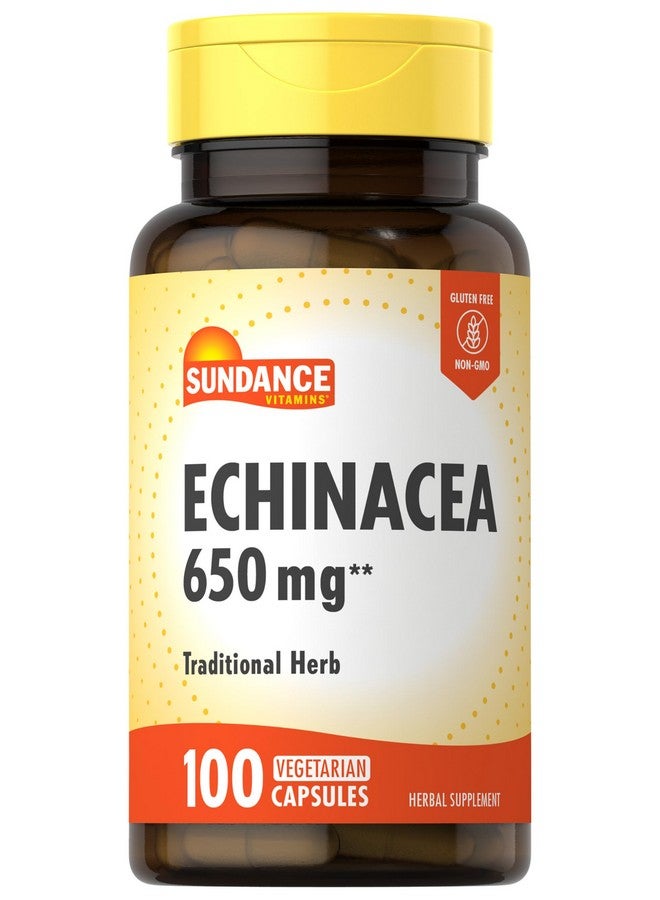 Sundance Echinacea 650mg | 100 Capsules | Traditional Herb Supplement | Vegetarian, Non-GMO, and Gluten Free Formula - Image 1