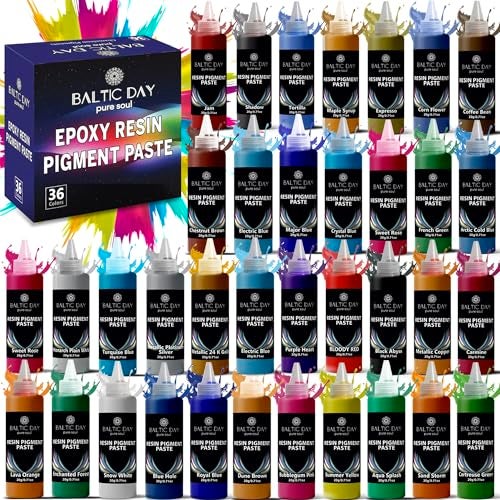 BALTIC DAY - 36 Pigment Pastes for Epoxy Resin Set [20g] - Opaque Resin Pigment - Epoxy Color - Epoxy Paint Highly Concentrated Liquid Epoxy Dye, Mica Powder Paste Alternative – Epoxy Dye Colorant - Image 1