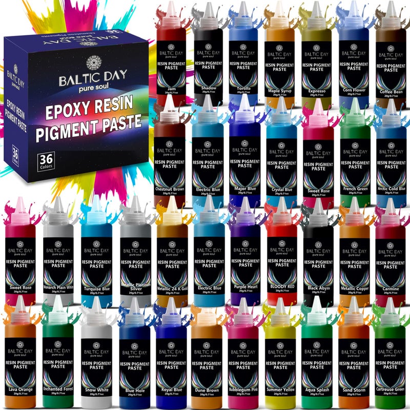 BALTIC DAY - 36 Pigment Pastes for Epoxy Resin Set [20g] - Opaque Resin Pigment - Epoxy Color - Epoxy Paint Highly Concentrated Liquid Epoxy Dye, Mica Powder Paste Alternative – Epoxy Dye Colorant - Image 3