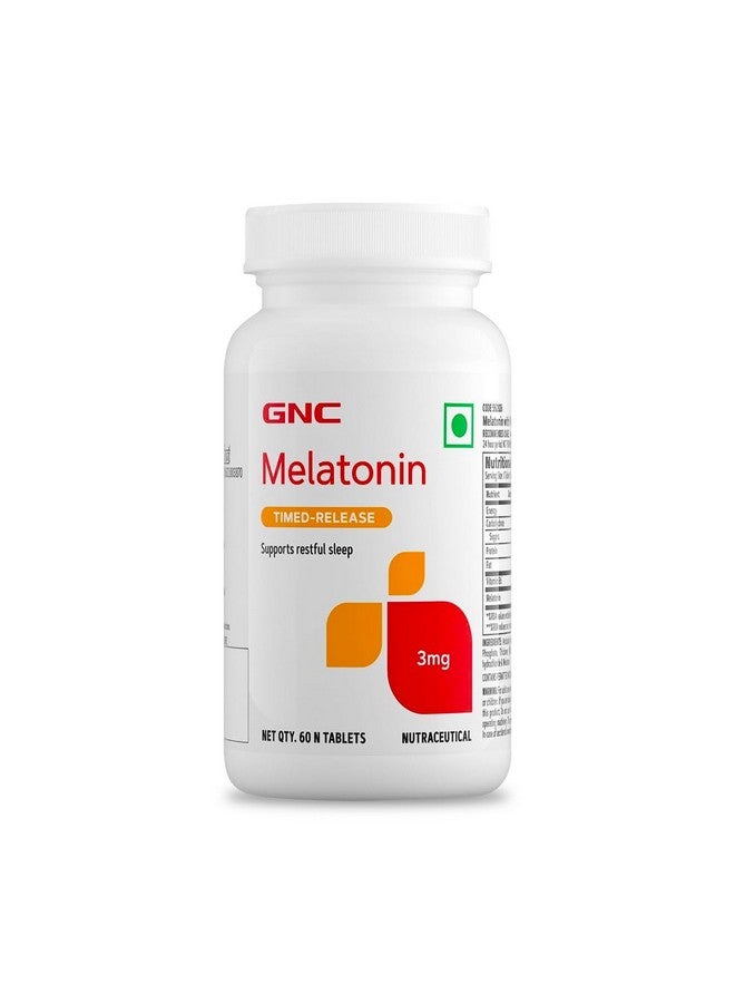 GNC Melatonin with Vitamin B6 | 60 Veg Tablets | 3mg Melatonin & 2 mg Vitamin B6 for Restful Sleep | Improves Sleep Quality | Regulates Sleep-Wake Cycle | Relaxes Nervous System | USA-formulated - Image 1