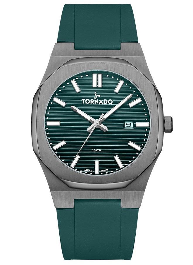 TORNADO - Tornado Spectra Men's Japan Quartz Movement Watch, Analog Display and Silicone Strap - T22002-XSGG, Green - Image 1