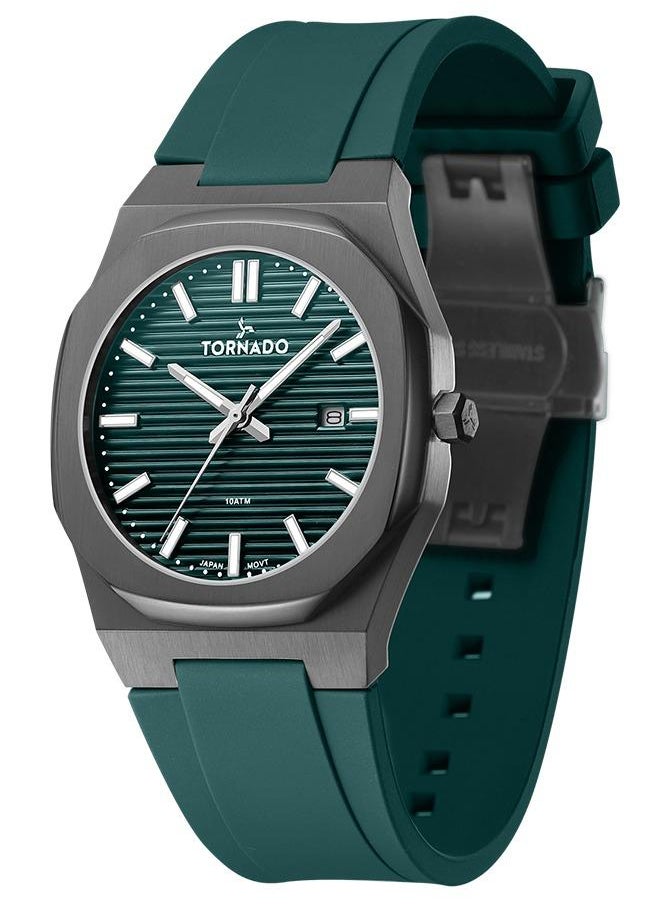 TORNADO - Tornado Spectra Men's Japan Quartz Movement Watch, Analog Display and Silicone Strap - T22002-XSGG, Green - Image 1