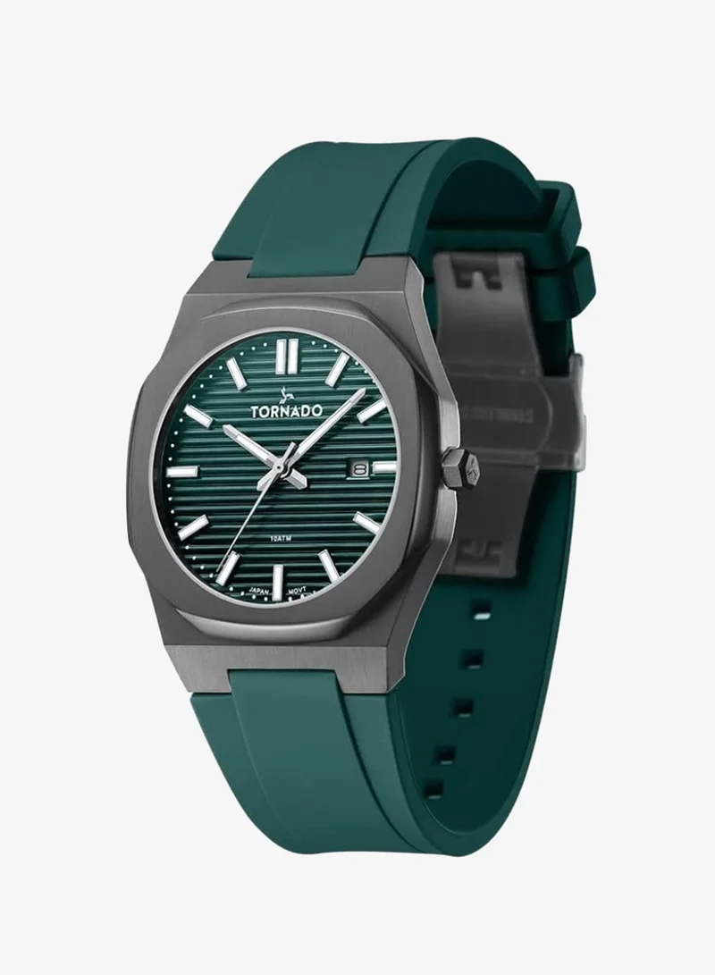 Tornado Green Men's High Quality Flexible And Durable Silicone 3H with date Display Watch T22002-XSGG - 40mm mm for Men | Best Price UAE