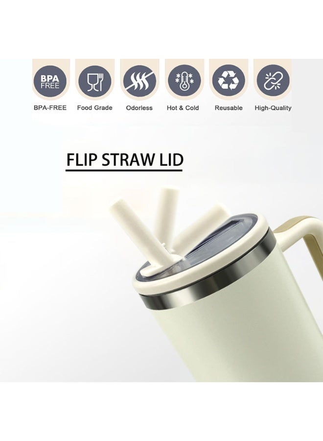 ROEIEIS Insulated Water Bottle 1200ml, Stainless Steel Vacuum Flask with Handle Straw Lid, 40oz Thermal Mug for Hot Cold Coffee, Leakproof Travel Cup - Image 3