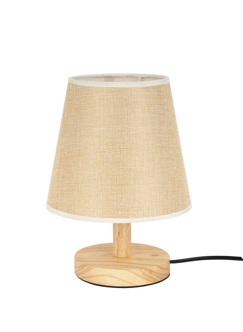 Epsilon Table Lamp- EPSTL190/ with Wooden Base, Lampshade, Perfect for Studying, Working, can be Used at Home and Office/ Light-Weight and Compact, Aesthetic Design  - Image 1