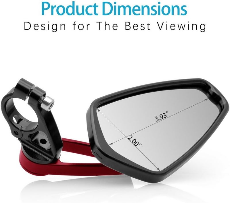MZS Bar End Mirrors for Motorcycles - CNC Standard Hollow 7/8 Inch - Compatible with Honda, Yamaha, Kawasaki, and More (Red) - Image 4