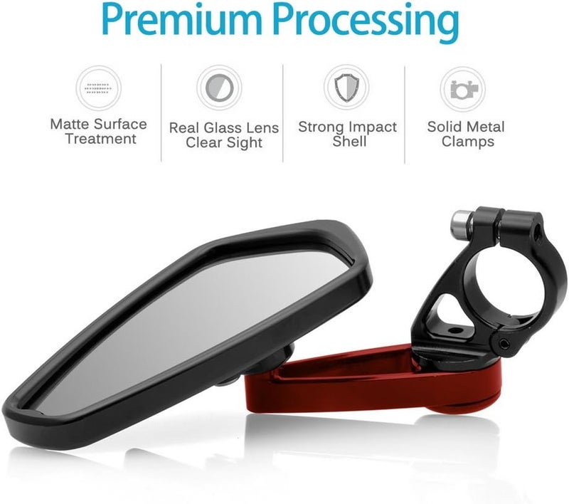 MZS Bar End Mirrors for Motorcycles - CNC Standard Hollow 7/8 Inch - Compatible with Honda, Yamaha, Kawasaki, and More (Red) - Image 3