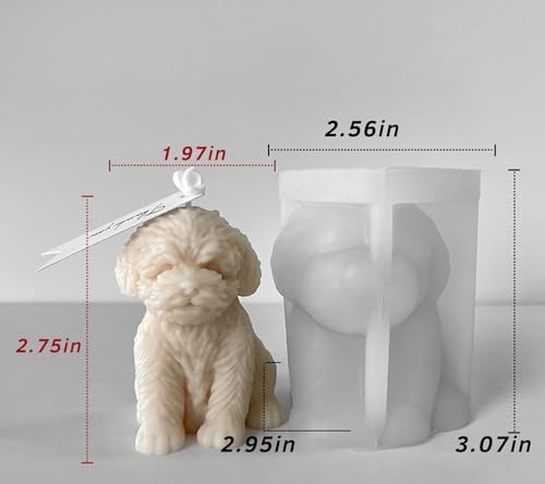 japleed Cute Dog Silicone Mold, Dog Candle Molds for Candle Making, Animal Silicone Fondant Chocolate Cake Decorating Mold, Unique Puppy Epoxy Resin Casting Mould, Dog Soap Wax Art Craft Molds Home Decor - Image 2