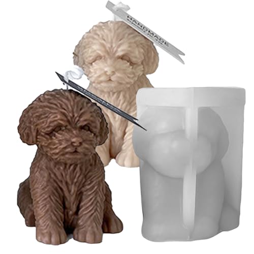 japleed Cute Dog Silicone Mold, Dog Candle Molds for Candle Making, Animal Silicone Fondant Chocolate Cake Decorating Mold, Unique Puppy Epoxy Resin Casting Mould, Dog Soap Wax Art Craft Molds Home Decor - Image 1