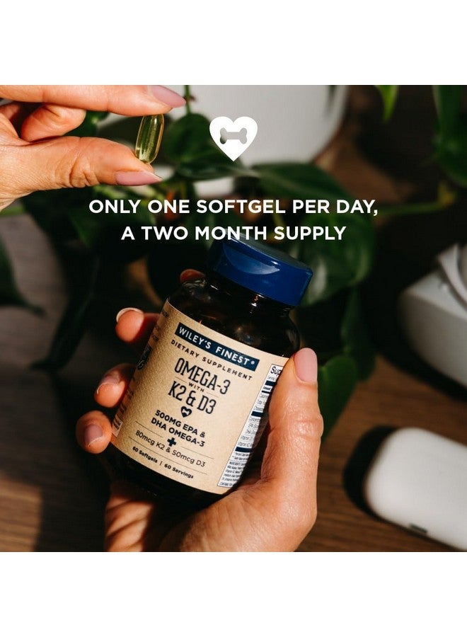 Wiley's Finest Wiley's Finest Wild Alaskan Fish Oil Vitamin K2 Softgels - 500mg of EPA and DHA Omega-3s for Bone and Heart Health Support - 60 Softgels (60 Servings)  - Image 3