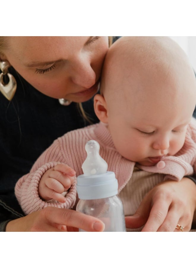 BIBS BIBS Baby Bottle 150 ml Silicone Nipple - Anti-Colic, BPA-Free, Round Nipple, Slow Flow, Lightweight & Easy to Clean, Suitable for Newborns 0+ Years - Blush  - Image 2