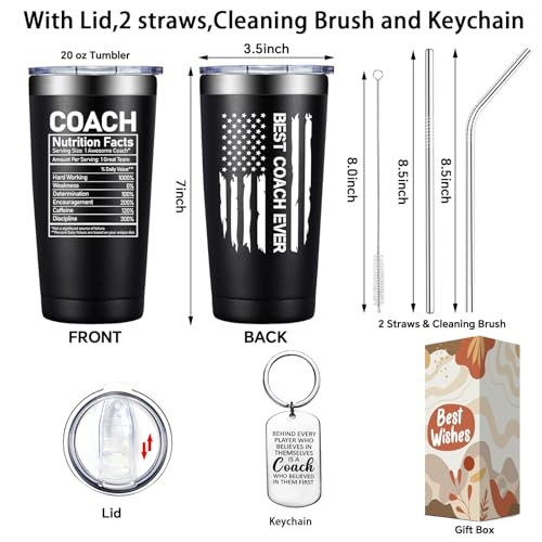 Grifarny Coach Gifts for Men, Women - Best Coach Ever Tumbler Cup 20 oz - Coaches Appreciation Gifts - Basketball, Soccer, Football, Baseball, Softball, Gymnastics, Dance, Swim, Cheer Coaches Gift - Image 2