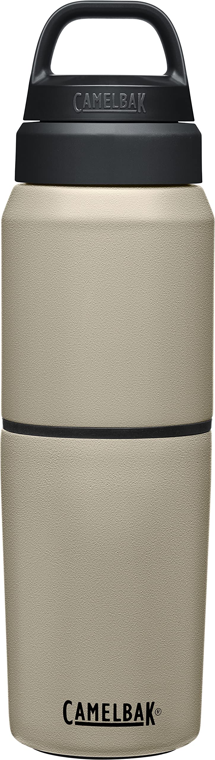 CAMELBAK زجاجة مياه وكوب سفر من كاملباك برودكتس - معزول بالفراغ من الفولاذ المقاوم للصدأ - لون الكثبان - زجاجة سعة 17 أونصة وكوب سعة 12 أونصة - Image 1