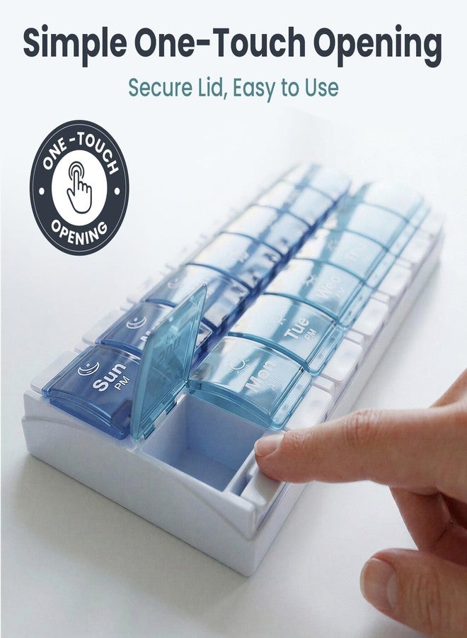 PELEGON Pill Organizer 2 Times a Day, Weekly Pill Organizer AM PM 7 Day, Large Medicine Pill Organizer with One-Touch Open, Extra Large Compartments, BPA Free Travel Pill Organizer for Daily Use - Image 3