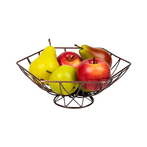 Maison Sucasa Pedestal Fruit Basket, Fruit Bowl, Metal Wire, Fruit Basket for Kitchen Counter, Copper - Image 2