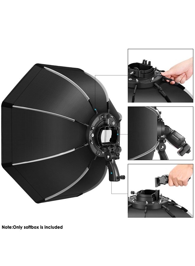NEEWER 26"/65cm Octagonal Softbox Quick Release, with S-Type Bracket Mount, Carrying Bag Compatible with NEEWER TT560 NW561 NW600 NW620 NW700 NW-670 750II and Q3 AD200Pro Flash Strobes, SF-RP26 - Image 4