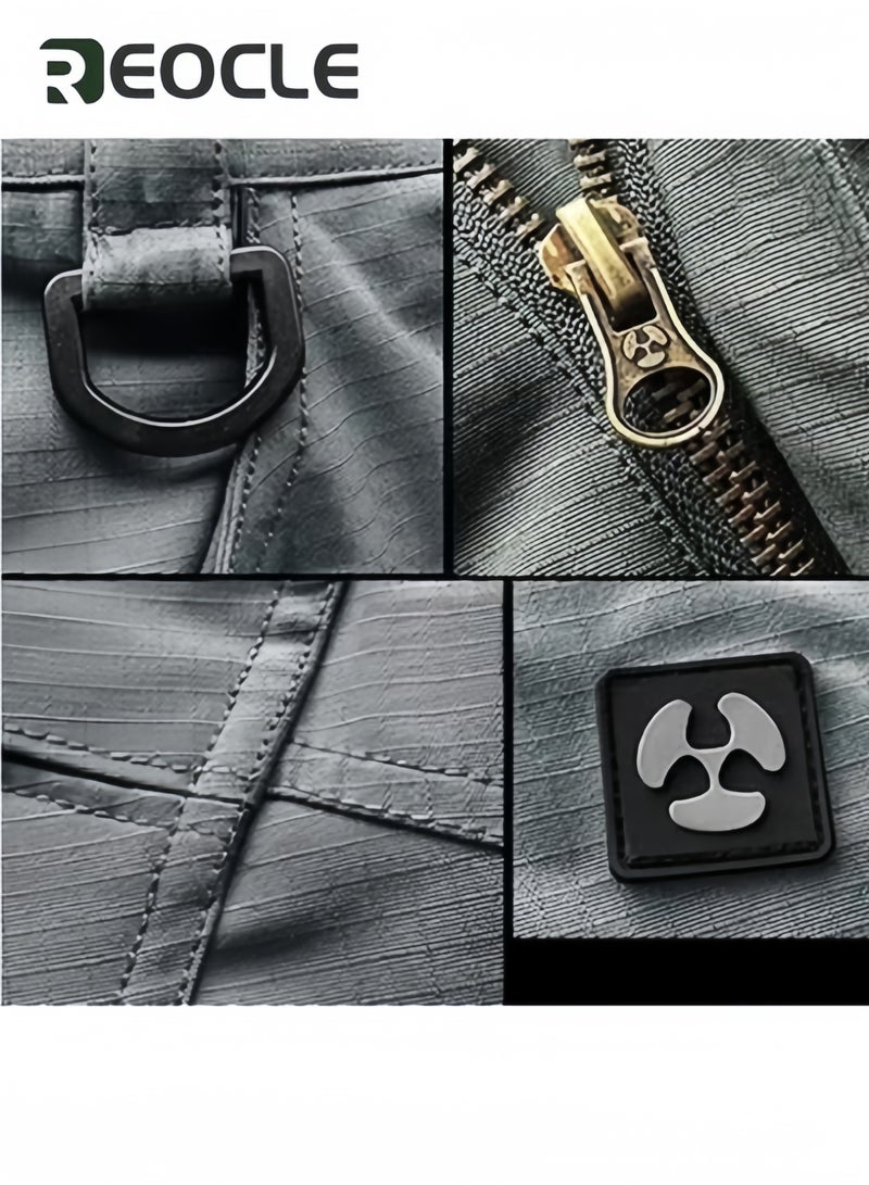 REOCLE Mens Tactical Pants Durable Cargo Work Trousers Water-Repellent Tactical Casual Pants Four Seasons for Hiking Climbing Green - Image 5