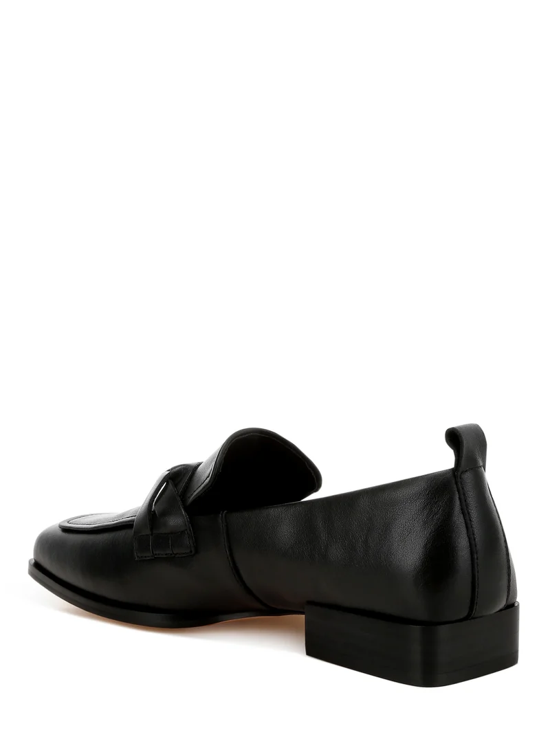 London Rag Genuine Leather Braided Loafers in Black